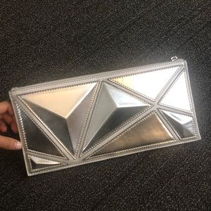 BCBG CLUTCH PURSE envelope bag Modern Silver